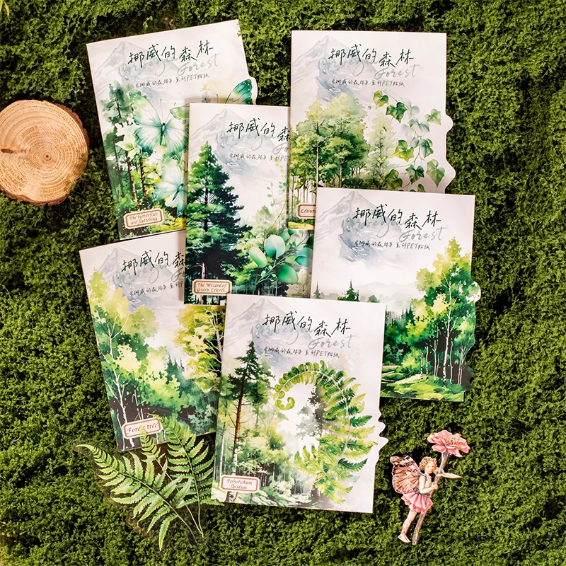 Yoofun 20pcs/lot Aesthetic Norwegian Forest PET Sticker Plant Landscaping Material Collage Creative DIY Journal Scrapbooking