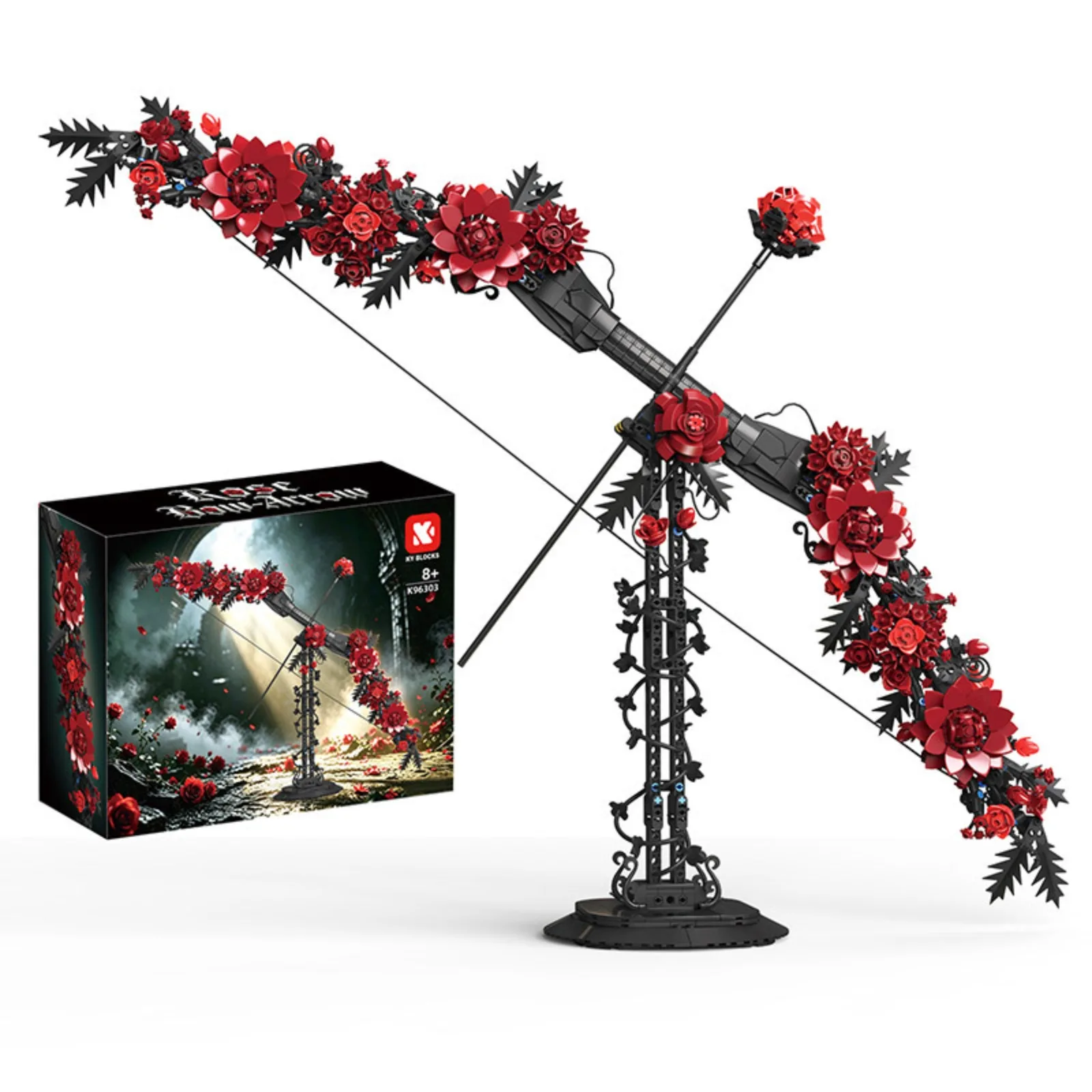 Wishiot Gothic Rose Bow and Arrow Building Blocks Set Creative Model Toy for Kids Night Hunting Theme