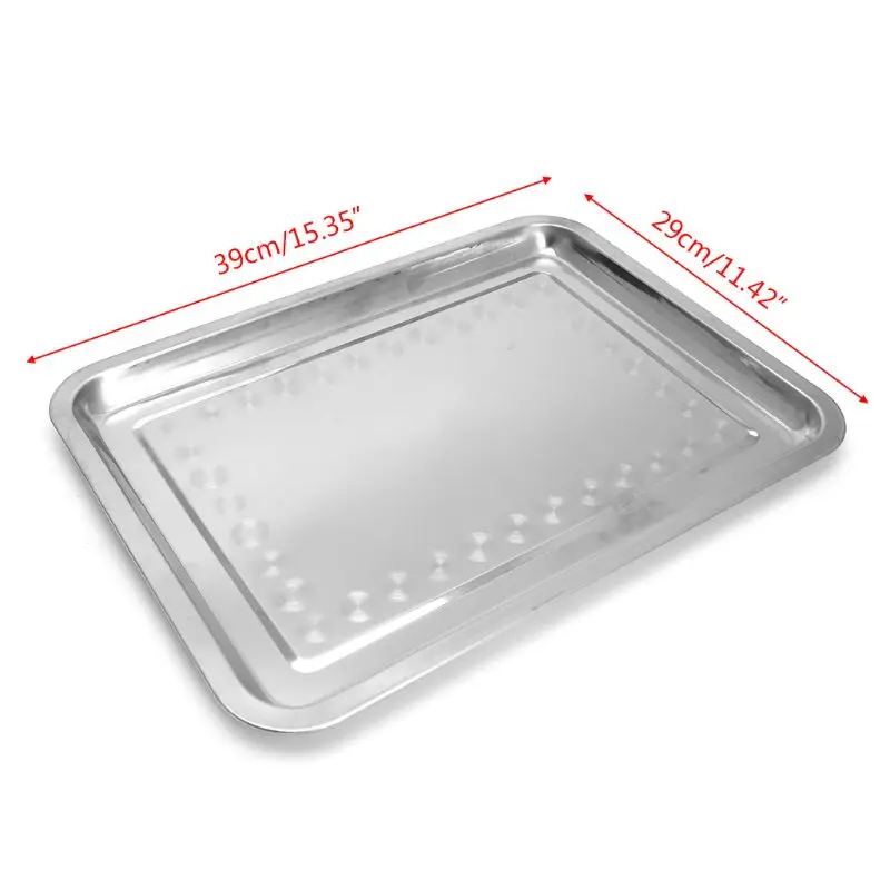 Stainless Steel Rectangular Plate Barbecue Grilled Fish Tray BBQ Food Container