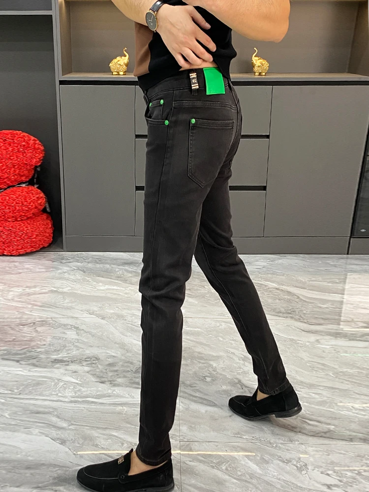 

Men's Casual Black Denim Pants Spring New Style Slim Fit Straight Leg Versatile European Fashion Jeans Youthful Trendy Classic
