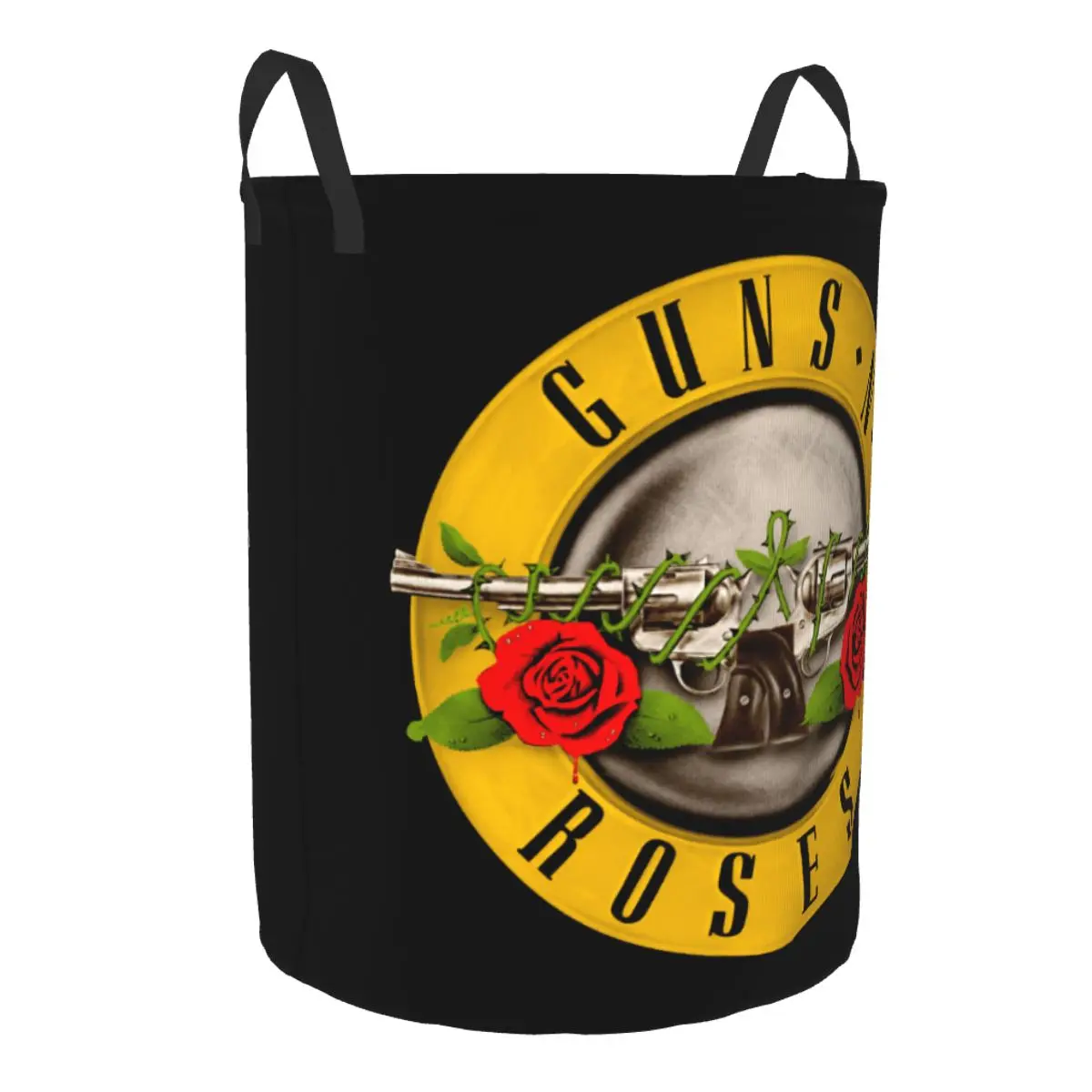 Guns N Roses Logo Laundry Basket Foldable Heavy Metal Clothes Hamper for Baby Kids Toys Storage Bag