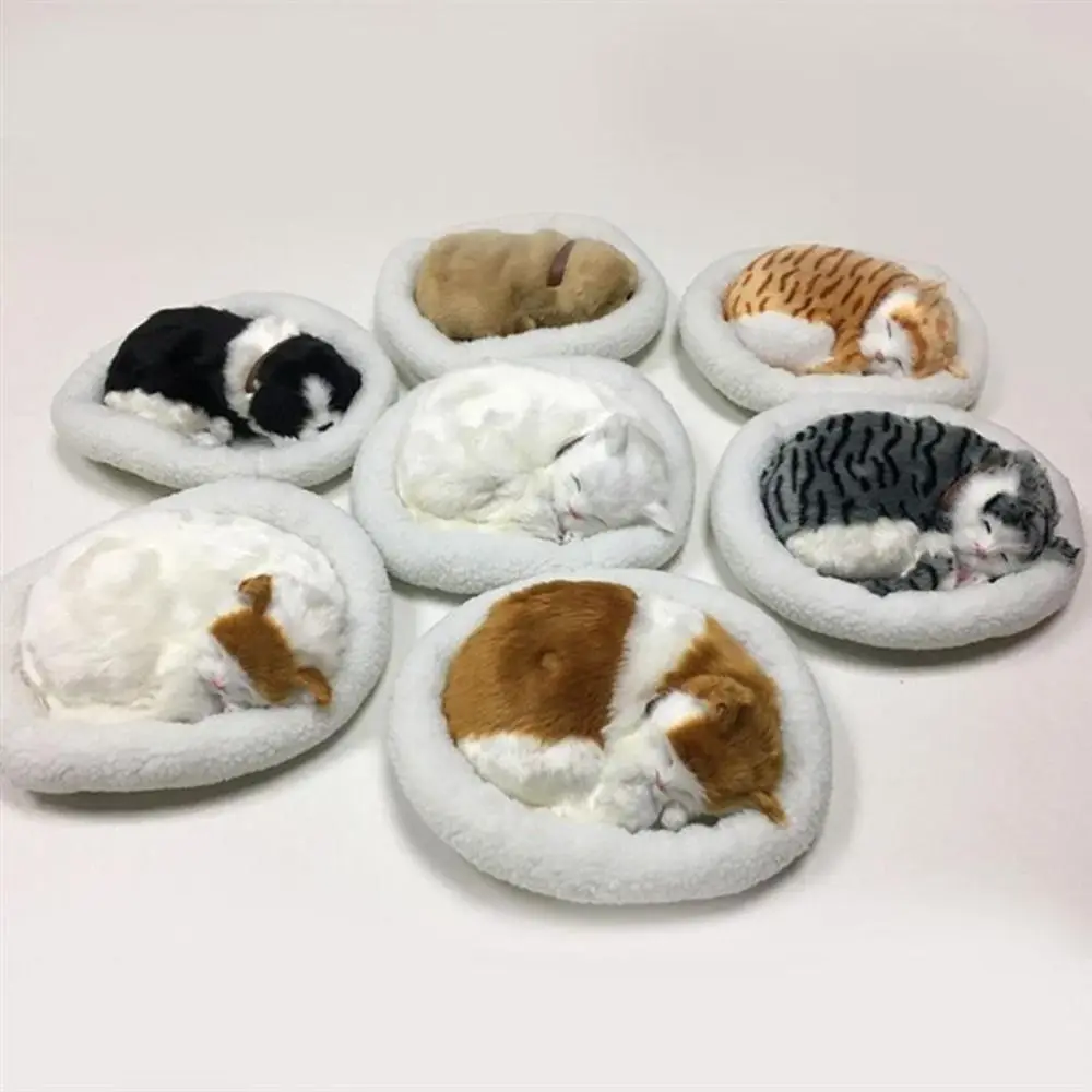 With Mat Car Interior Decoration Sleeping Dog Handicraft Home Decor Simulation Animal Stuffed Toy Electronic Pet Plush Ornament