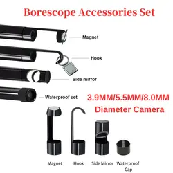 Borescope Accessories,Hook Magnet Side View Mirror Protective Cap Set for 3.9mm 5.5mm 8mm Lens Endoscope Camera