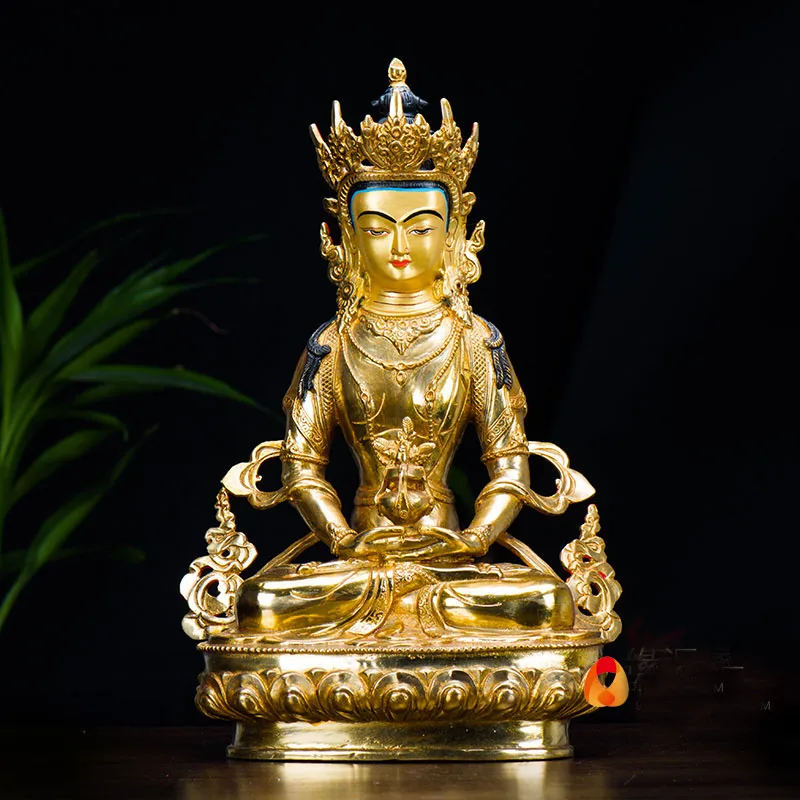 GOOD # 30 CM Large # HOME House efficacious Talisman # Buddhism gilding brass Amitayus Tathagata Buddha statue