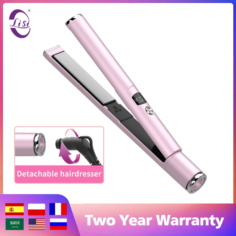 

Lisiproof 2022 Titanium Flat Iron Hair Straightener With Digital LCD Display Dual Voltage Instant Heating Curling Iron for Women