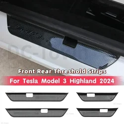 Front Rear Threshold Strips for Tesla 2024 Model 3 Highland Stainless Steel Door Sill Protection Strip Welcome Pedal Accessories