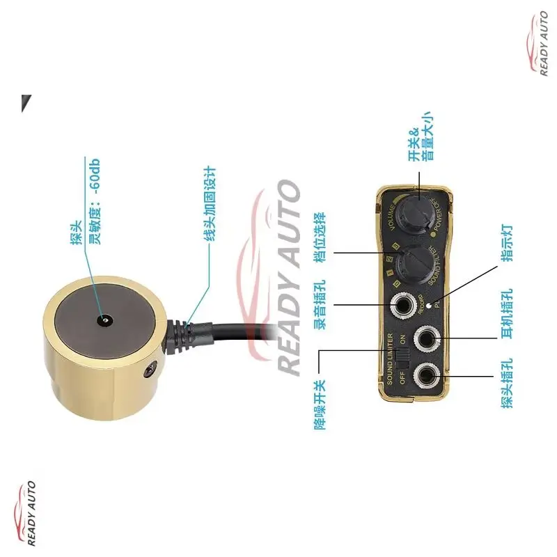 High Strength Wall Microphone Voice Listen Detecotor for Engineer Water Leakage Oil Leaking Hearing F999R