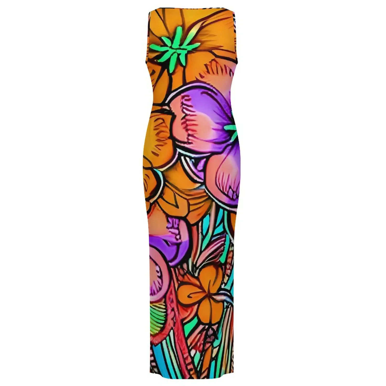 Senhoras bodycon vestido elegante colorido floral maxi vestidos verão havaiano flor energia estética vestido personalizado tamanho grande 3xl 4xl