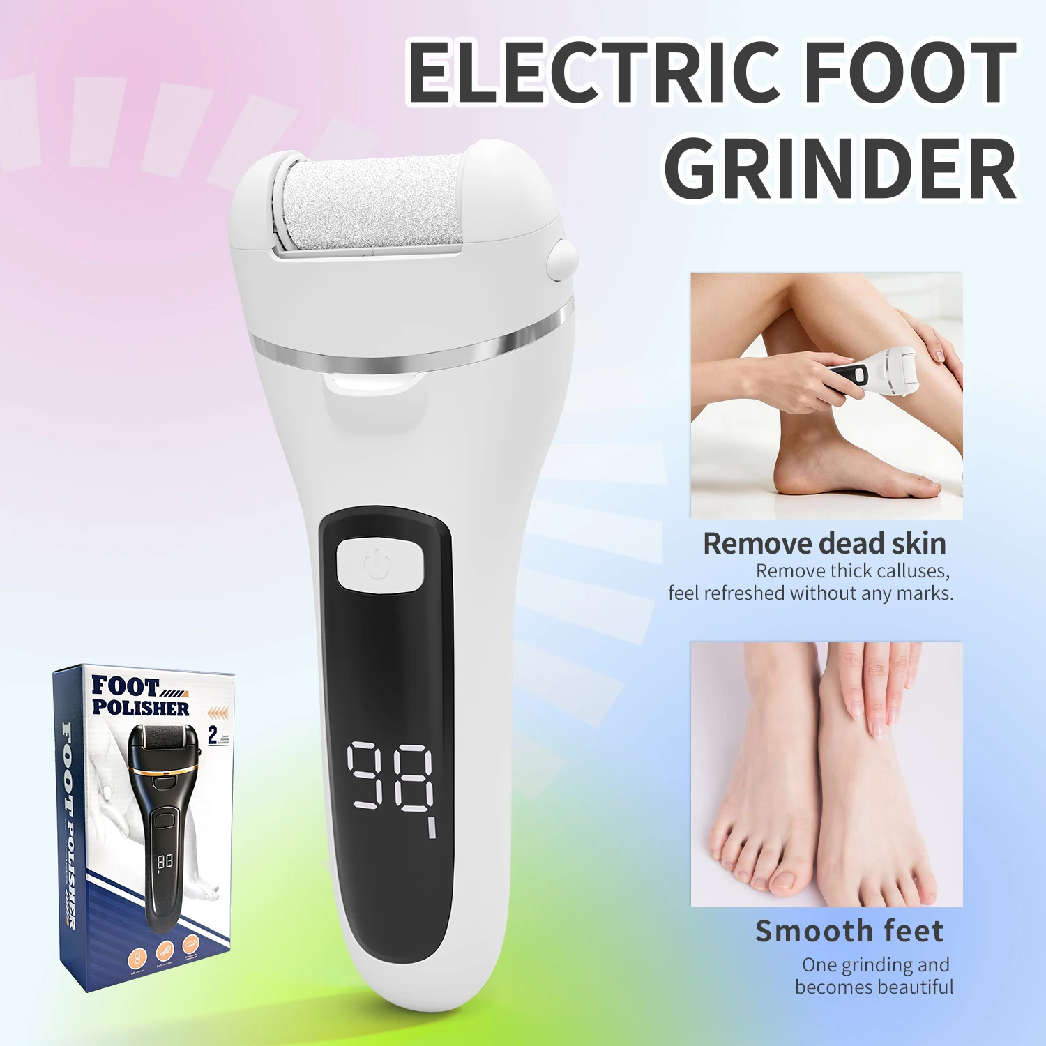 

Перезаряжаемая электрическая пилка для ног - USB-устройство для удаления мозолей с регулируемой скоростью, для мужского и женского педикюра и ухода за собой