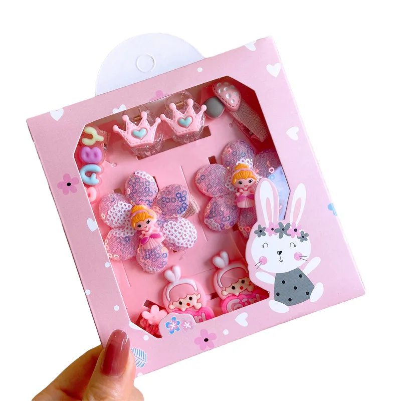 Stylish Children's Cartoon Animal Hairpin Set Birthday Gift Box Cute Princess Pink Bow Hair Accessories