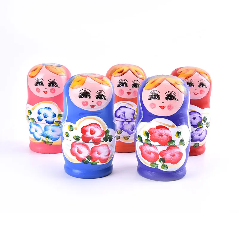 5Pcs Novelty Wooden Matryoshka Dolls Toys Girls Russian Nesting Dolls Kids Handmade Doll Toy Crafts Children Birthday Gifts