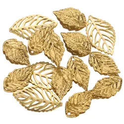 20pcs Stainless Steel Leaves Charms for Bracelet Earring Jewelry Material Findings DIY Leaf Pendants Jewelry Making Wholesale