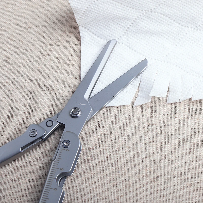 Tragbares EDC aus Edelstahl für den Außenbereich mit Loch zum Aufhängen, Mini-Klappschere, Camping, Wandern, Auto, Notfallwerkzeug