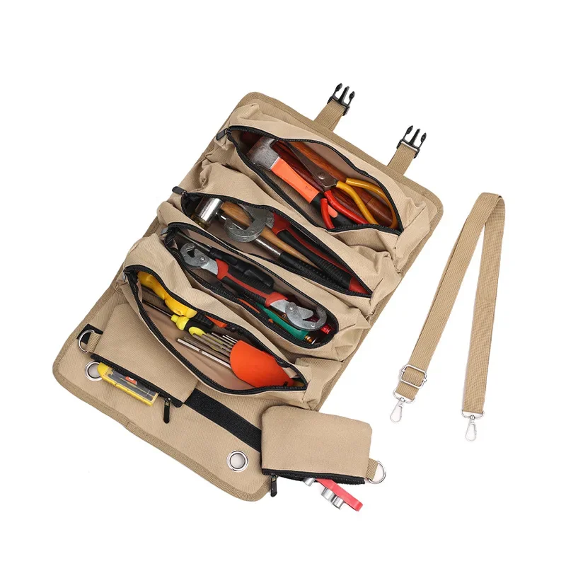 14 inch Multi-Purpose Hardware Tool Bag Professional Multi-Pocket Rolled Portable Storage Rolled Waterproof Storage Bag Pliers