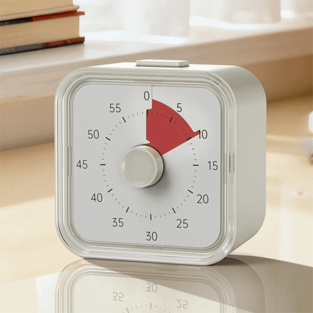 60 Minutes Visual Timer Ultra Silent Round/Square Countdown Alarm Clock Self-discipline Visualization Kitchen Timer