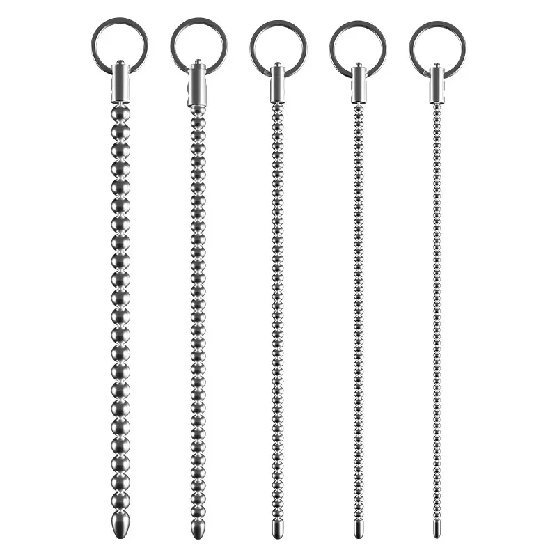 Super Long Stainless Steel Beaded Urethral Sound Dilators Penis Plug Insert Stimulation Horse Eye Stick Adult Sex Toys for Men