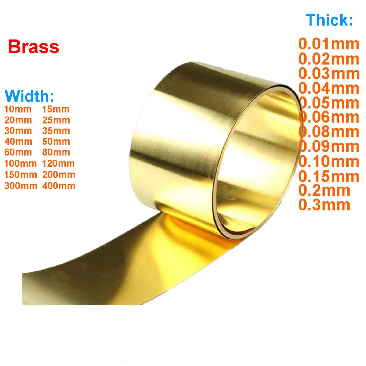 Brass Plate Foil Sheet 0.01mm 0.02mm 0.03mm 0.05mm 0.08mm 0.1mm 0.2mm 0.3mm 0.4mm 0.5mm 0.6mm 0.8mm 1 Meter Brass Strip Roll