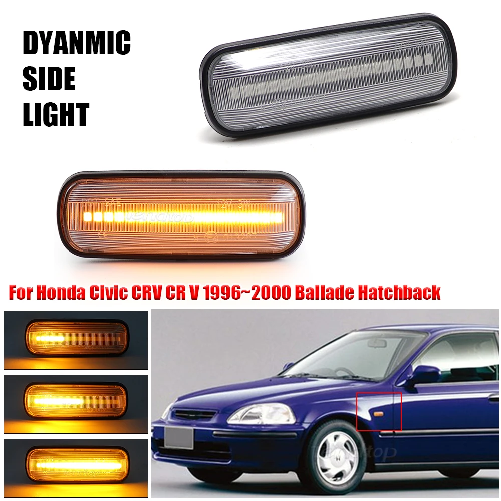 2Pcs For Ballade Hatchback Sedan Car Dynamic LED Flashing Turn Signal Side Marker Lamp For Honda HR-V Accord Avancier Civic EJ