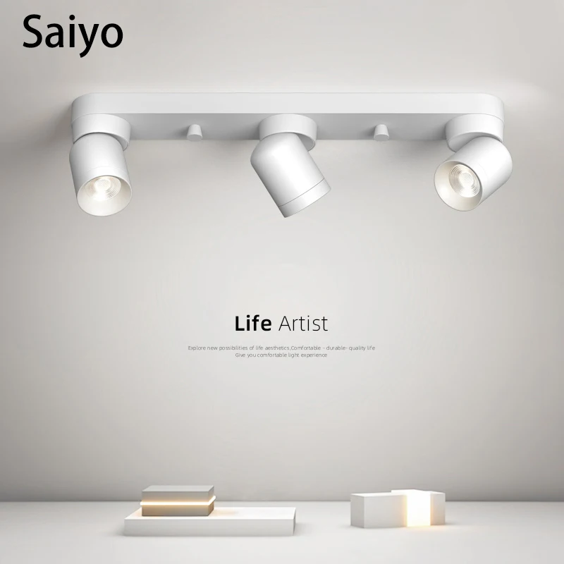 

Saiyo LED Surface Mounted Spotlights Rotatable Ceiling Spots 7W Wall Track Light COB Lamp Indoor Lighting For Living Room Aisle