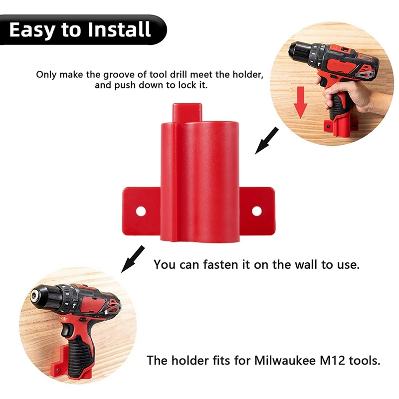 AC88-4 Pc Tools Power Battery Mounts Storage For Milwaukee M12 12V Holder Drill Tools Holder Wall Mount Storage Bracket Base