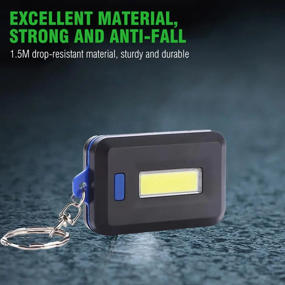 سلسلة مفاتيح صغيرة محمولة COB LED للتخييم في حالات الطوارئ 3 أوضاع شعلة جيب