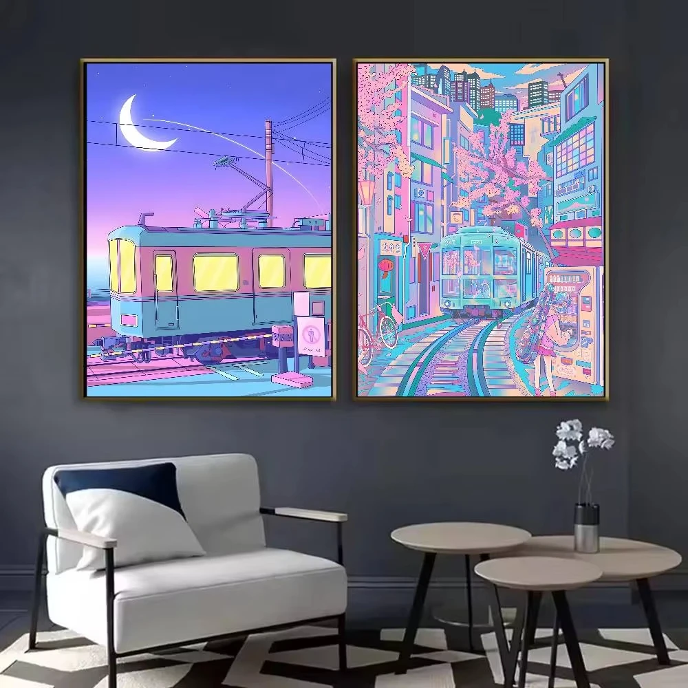 5D DIY Quadratische & Runde Diamant-Malerei Set, Neon-Stadtstraßen-Vaporwave-Motiv, Mosaik-Kunst, Heimdekoration, Geschenk, Rahmenlos