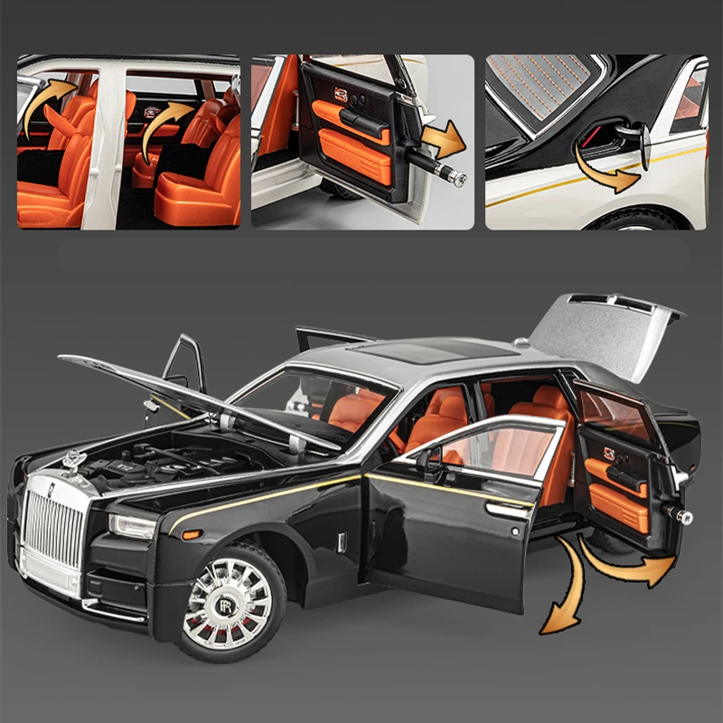 1/18 Rolls Royce Phantom Alloy Luxy Car Model Diecasts & Toy Vehicles Metal Car Model Simulation Sound and Light Childrens Gifts