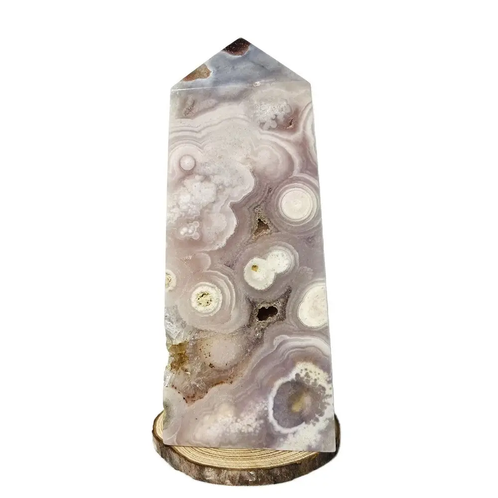 

Brazilian Natural Gem Circle Pink Amethyst Crystal Hole Agate Cluster Tower Obelisk Home Room Spiritual Decoration Stone Healing