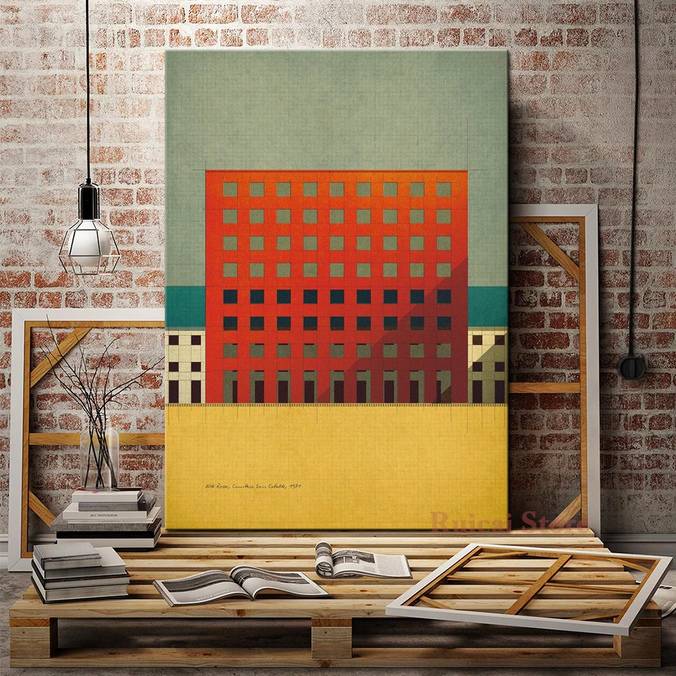 Póster de Aldo Rossi, Cimitero San Cataldo, lienzo impreso, pintura de edificio, imágenes artísticas de pared, decoración del hogar para sala de estar