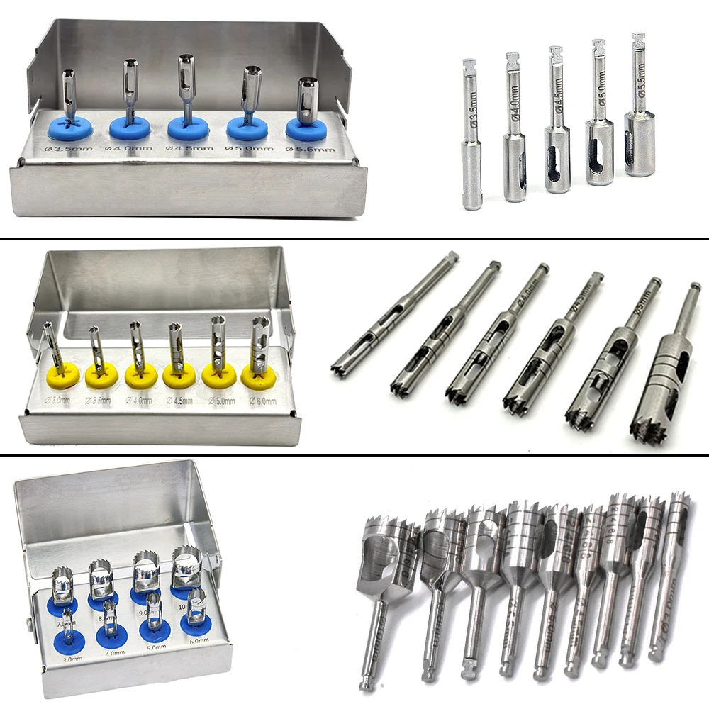

Dental Implant Long Trephine Bur Set for Surgical Tissue Punch Precision Professional Instruments