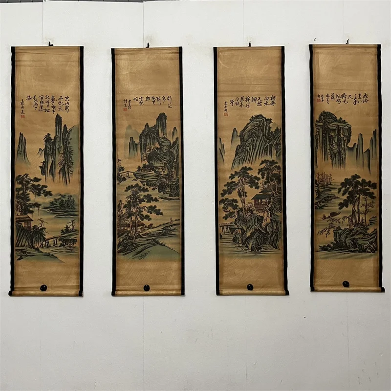 

China Old Scroll Painting, Four Screen Paintings, Middle Hall Hanging Painting,Li Keran's SevenMountains and Rivers