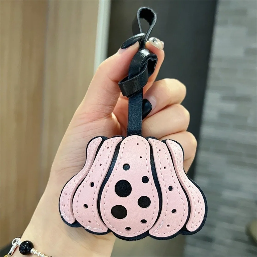 Gift Solid Color Pumpkin Keychain Leather Charm Halloween Bag Pendant Key Ring Polka Dot Beg Accessories Bag Charm