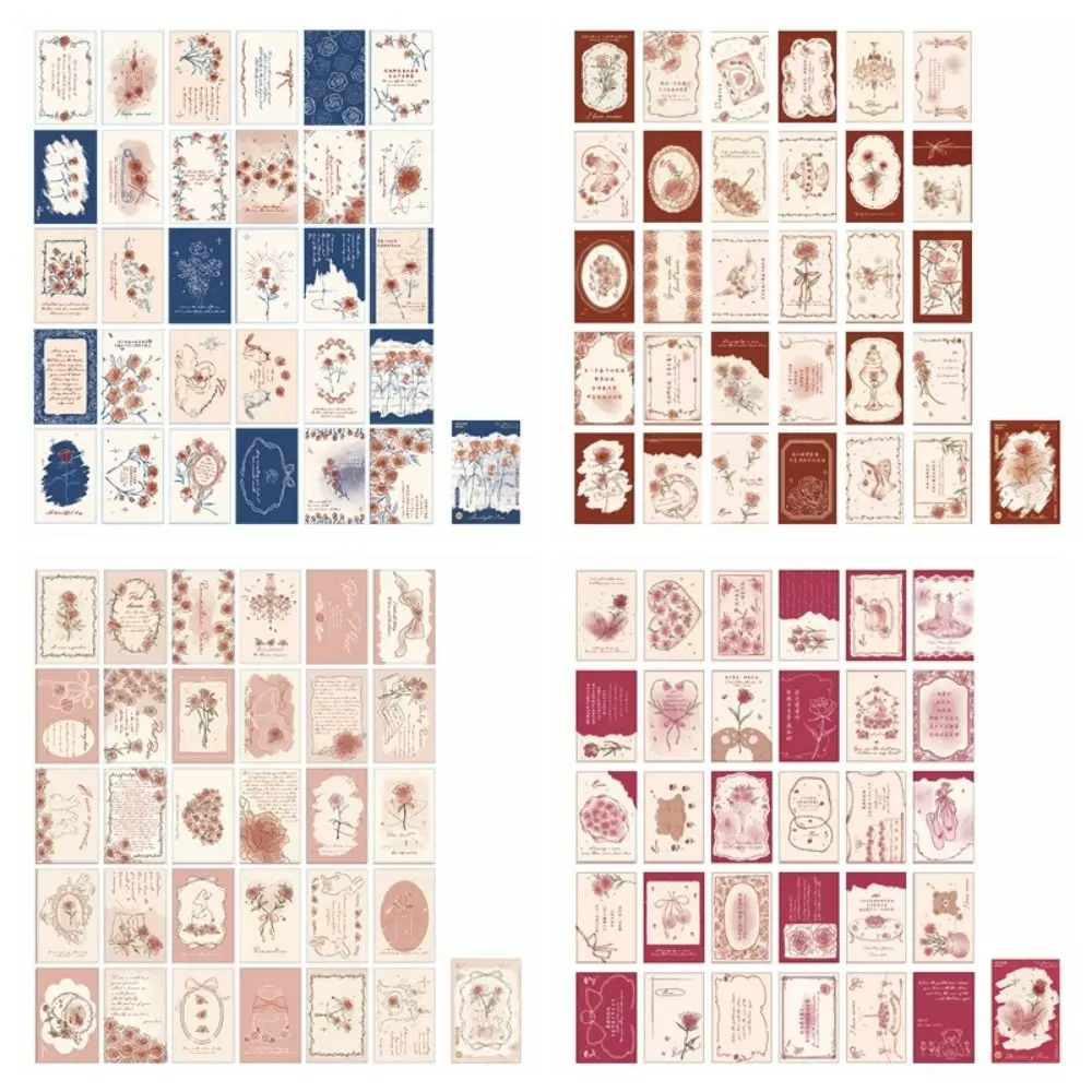 

30pcs/set Vintage Series Flower Postcard Set Colorful Romantic Rose Wall Poster Greeting Cards Artistic Background