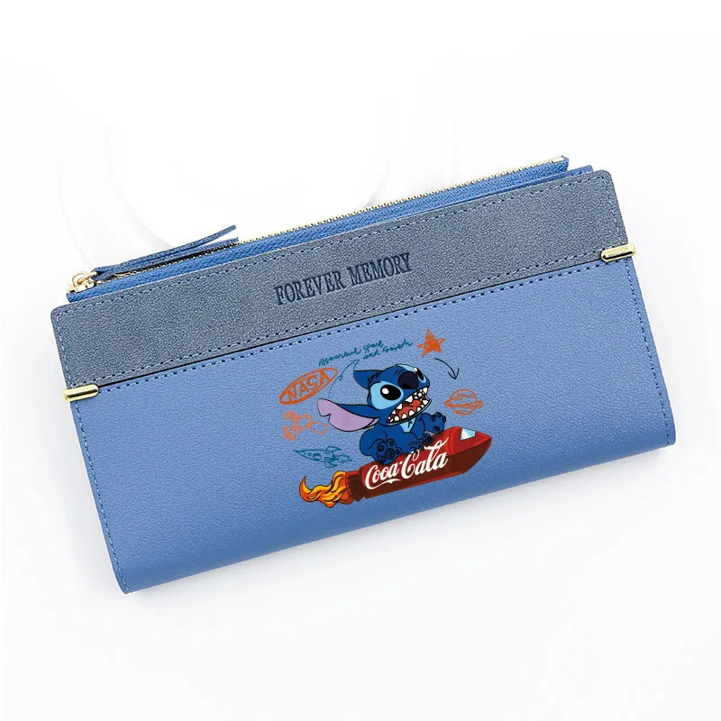 Disney Stitch Wallet Fashion Women PU Leather Coin Purse Cute Cartoon Portable Lady Long Wallet Handbags Cards Holder Gifts