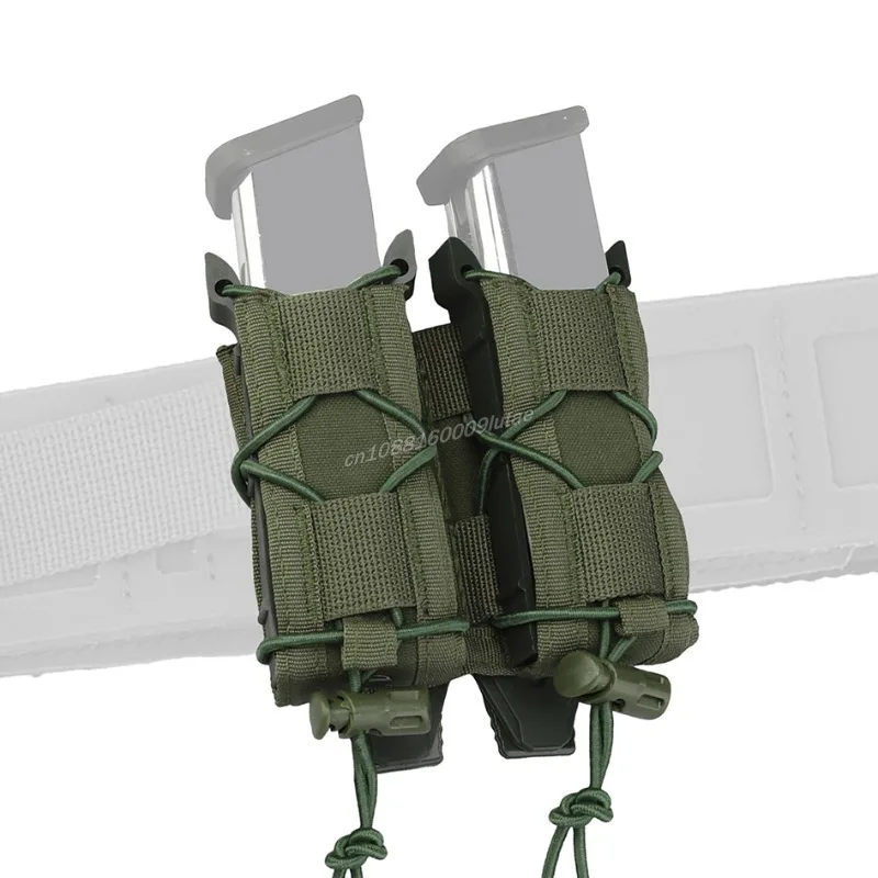 Tiger Type Double 9mm Mag Pouch Tactical .40 .45ACP Magazine Bag Pistol Flashlight Torch Holder Hunting Carrier Belt Accessories