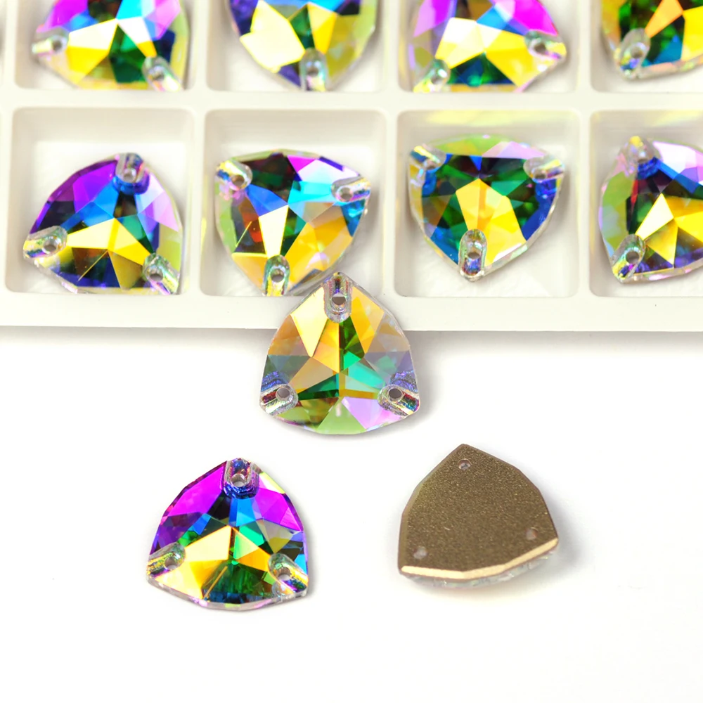 PUBRILEX Großhandel Glas K9 Strass mit abgeschrägten Kanten, Trilliant Flatback Strass zum Aufnähen für Kleidung, Kleider, Schuhe – Detail 8