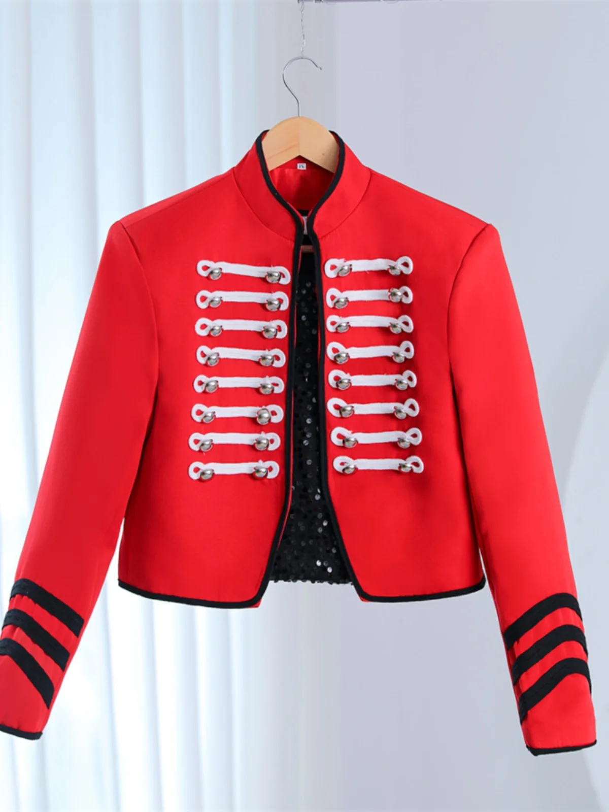 Short Suit For Men Women Stand Up Collar Cloth Buckle Casual Coat Singer Dancer Stage Performance Dress Host Performance Coat