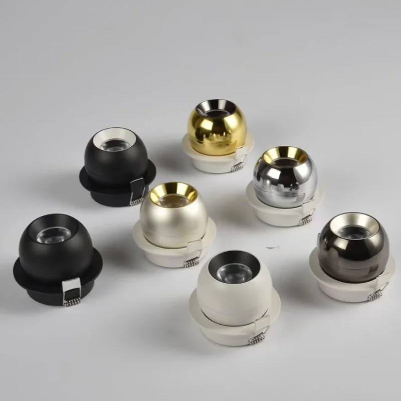 

Встроенный вращающийся прожектор с качающейся головкой COB, прожектор для спальни с свободно регулируемым осветительным отверстием 70 мм/95 мм