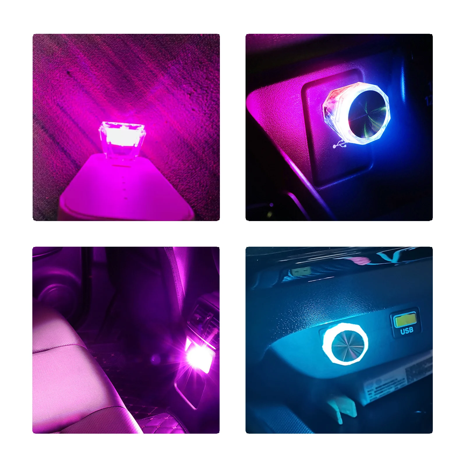 2x Mini USB LED Car Light Auto Atmosphere Neon Night Light Plug And Play RGB Decoration Ambient Lamp Interior Light Car-styling