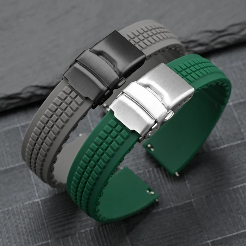 Cinturino per orologio pieghevole in acciaio inossidabile con cinturino in Silicone impermeabile morbido a sgancio rapido universale sostituisci 20mm 22mm