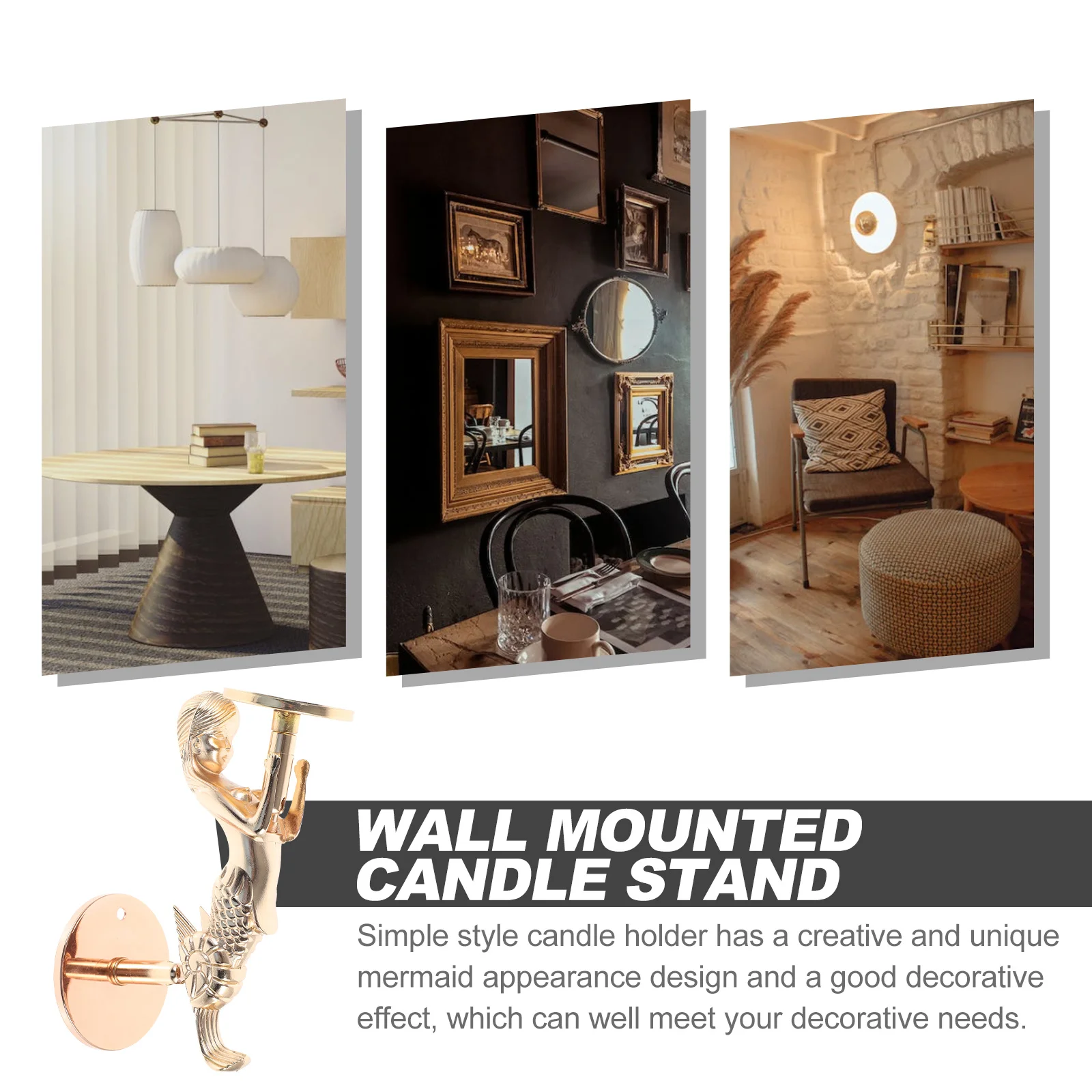 

Wall Mounted Metal Holder Mermaid Style Decorative Wall Stand Hallway Candlestick Candlestick Holder