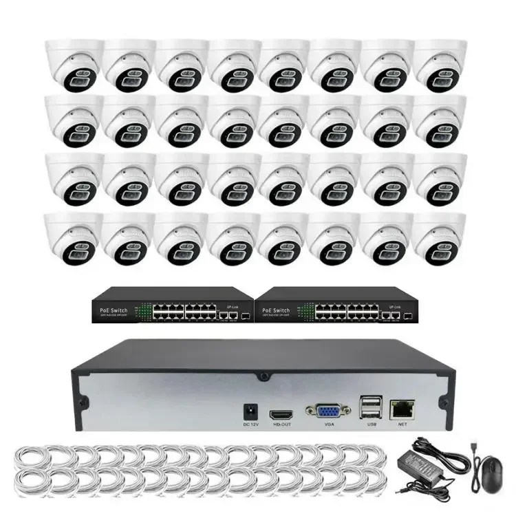 32chs 2 Way Audio 8mp 4K Face Human Detection POE CCTV Security Camera IP Module Outdoor System 4K NVR 8 MP Kit