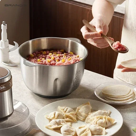 مفرمة اللحم الكهربائية متعددة الوظائف المنزلية سعة كبيرة خلاط صغير منتج أغذية الفولاذ المقاوم للصدأ للمطبخ #6