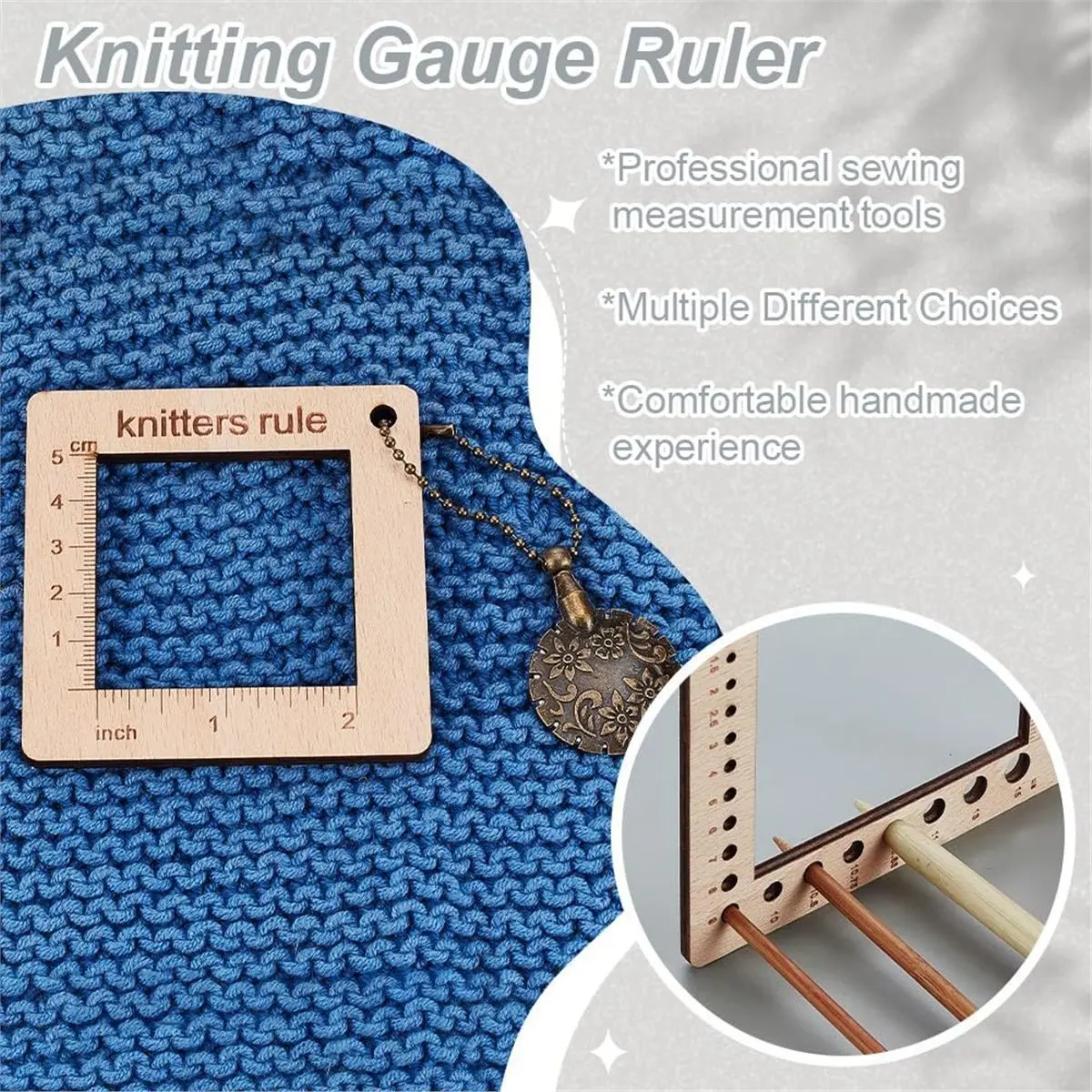 Knitting Rulers Gauge Knitting Calculator DIY Weaving Measuring Tools Knitters Ruler with Threader Cutter