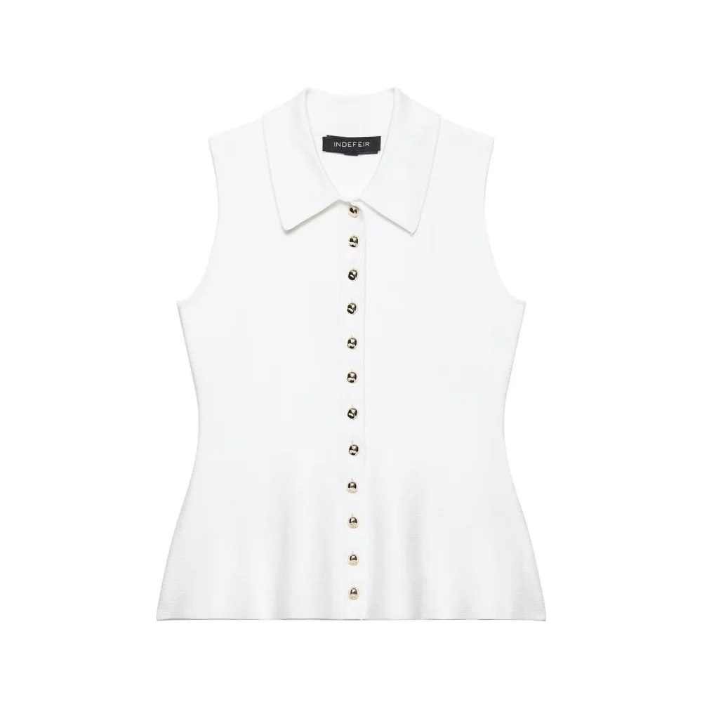 

UNIZERA Women's Embroidered Top with Collar Sleeveless Button Short Skirt Spring/Summer New Style Knitted Top