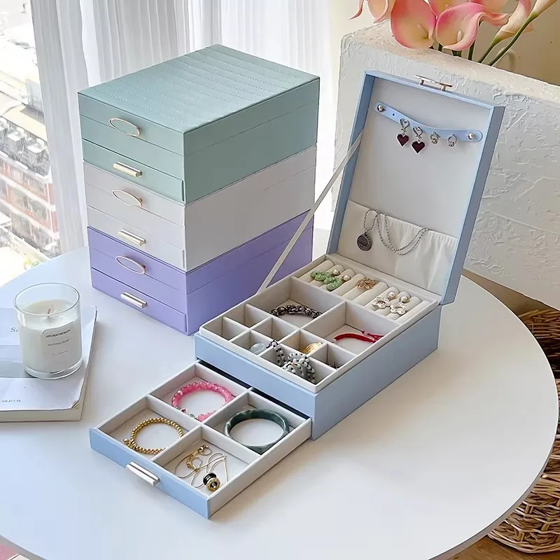 Jewelry Box Large Capacity Double layer Drawer Style Multi layer Jewelry Storage Exquisite High end Niche Jewelry Storage Box Ne