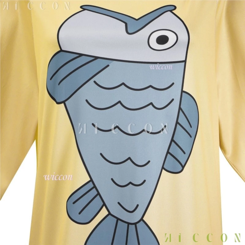 Аниме Cos Momo Ayase Косплей Костюм Парик Аниме Dandadan Рыба Логотип Забавный Желтый Негабаритный Толстовка с заниженными плечами Хэллоуин Часть