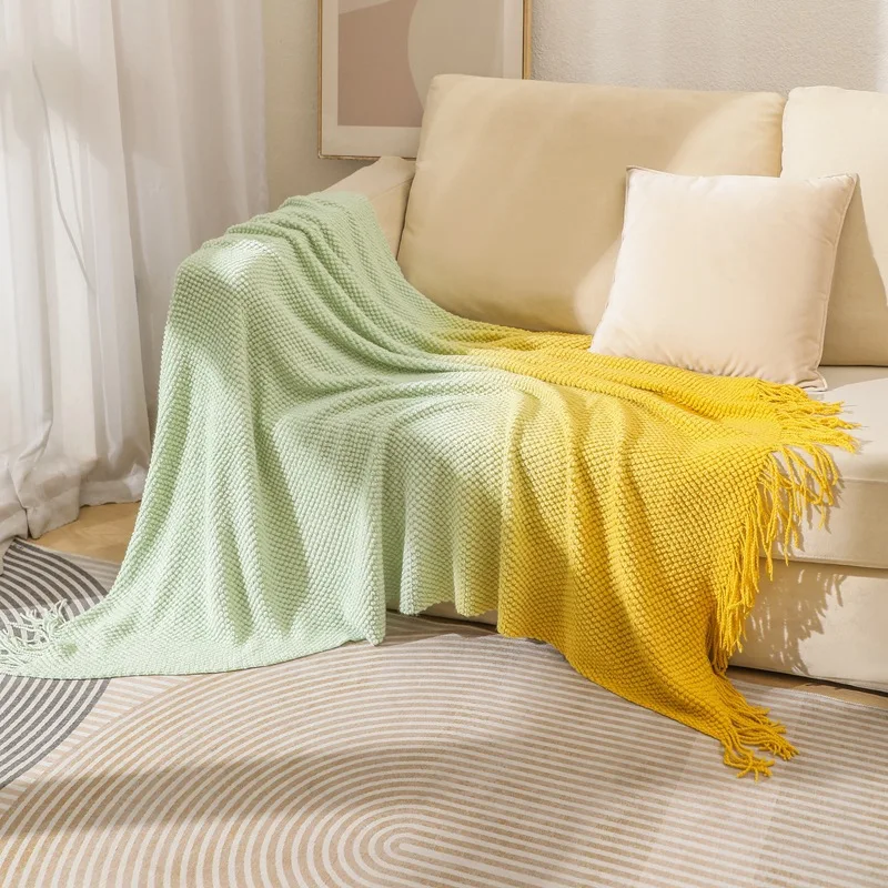 Textile City Corn Kernels Pineapple Texture Gradient Color Nap Blanket Soft Comfy Sofa Blanket Interior Decoration Blanket