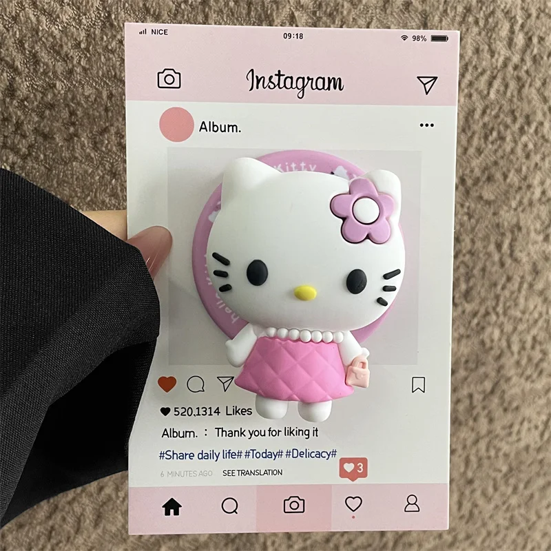 Für Magsafe Magnetischer Handygriff, Ständer, Niedlicher 3D-Cartoon Hello Kitty für iPhone, Faltbarer Halter mit Drahtlosem Laden, Stereoskopischer Halter – Detail 12