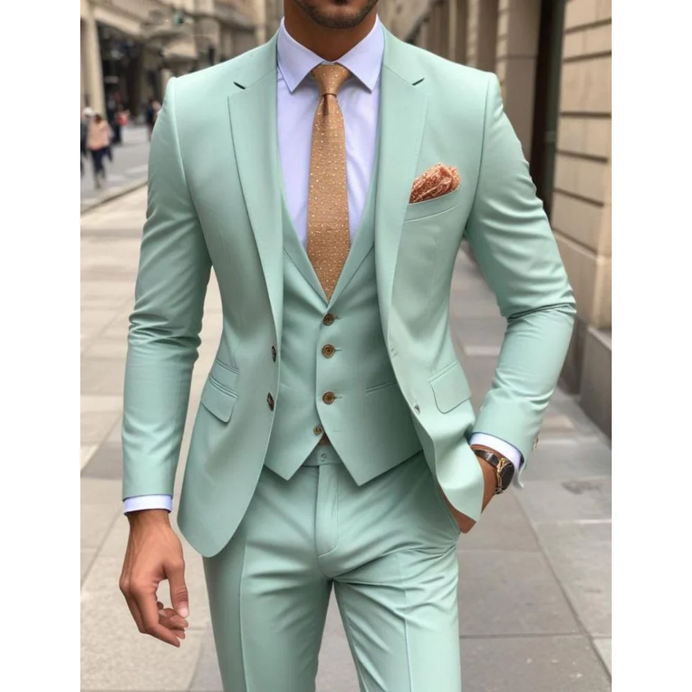 

High-end Men's Suits Wedding Groom Tuxedo 3 Pieces Slim Fit Boutique Male Clothing Jacket Pants Vest